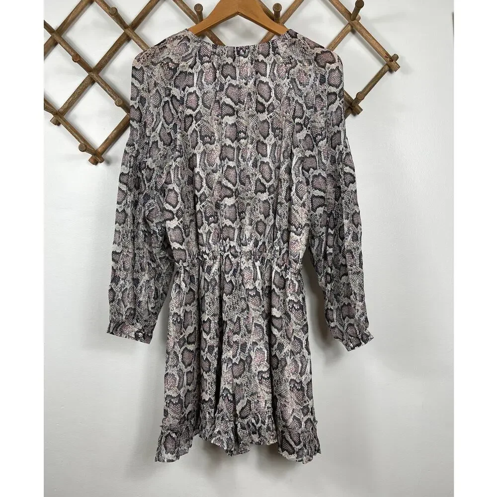 New AllSaints Kaylee Misra Snake Skin Print Playsuit In White Size 6 - Picture 4 of 8